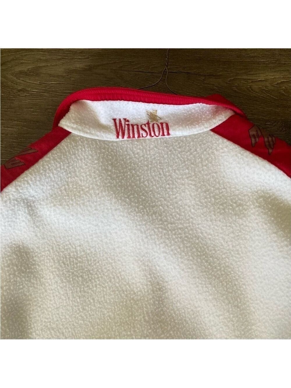 Vintage WINSTON MOTORSPORTS FULL ZIP FLEECE JACKET Large WHITE NASCAR RACING 90s - Picture 4 of 5